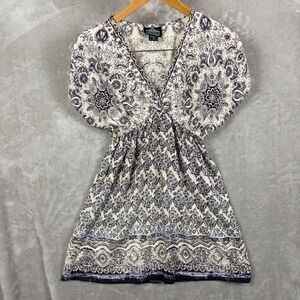 ANGIE Blouse Top Women's Size S Boho Paisley Print V Neck Empire Waist Size S